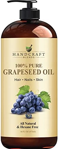 Handcraft Blends Grapeseed Oil - 16 Fl Oz - 100% Pure and Natural - Premium Grade Oil for Skin and Hair - Carrier Oil - Hair and Body Oil - Massage Oil - Cold-Pressed and Hexane-Free Handcraft Blends