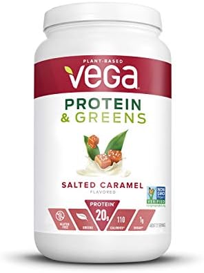 Vega Protein and Greens, Salted Caramel, Vegan Protein Powder (Порошок), 20g Plant Based Protein, Low Carb, Keto, Dairy Free, Gluten Free, Non GMO, Pea Protein for Women and Men, 1.7 Pounds (25 Servings (Порции)) Vega