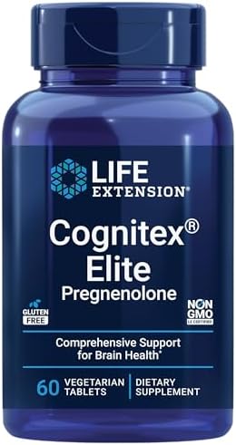 Life Extension Cognitex Elite Pregnenolone- Brain Health Supplement for Memory, Focus & Cognition- Formula with Phosphatidylserine, Ashwagandha & SAGE Extract, Calcium + More- 60 Vegetarian Tablets (Вегетарианские таблетки) Life Extension