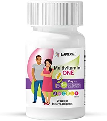 BariatricPal Multivitamin ONE 1 per Day! Bariatric Multivitamin Capsule with 45mg Iron (30 Count) BariatricPal