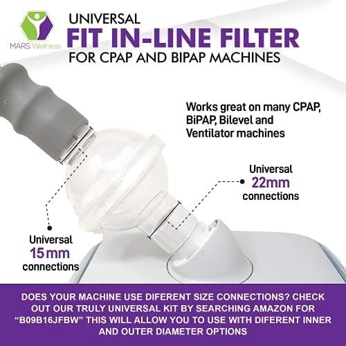 Universal Fit in-Line Filter for CPAP and BiPAP Machines - Filters to Purify Your CPAP Experience - 3 Pack MARS WELLNESS