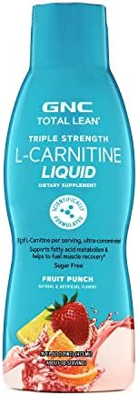 GNC Total Lean Triple Strength L-Carnitine Liquid (Жидкость) | Supports Fatty Acid Metabolism and Helps to Fuel Muscle Recovery, Sugar Free | Fruit Punch | 16 fl.oz (Унции) GNC