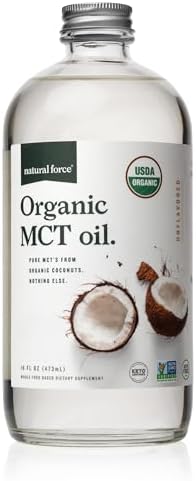 Natural Force Creamy Caramel MCT Oil – Non Dairy, Keto Certified, Emulsified MCTs for Low-Carb, Ketogenic Coffee, Smoothies, & Shakes - Mixes Instantly + No Blending Required – 16 Oz Glass Bottle Natural Force