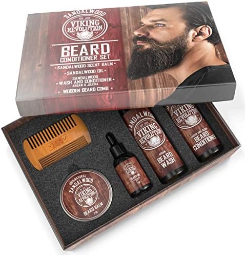 Ultimate Beard Care Conditioner Kit - Beard Grooming Kit for Men Softens, Smoothes and Soothes Beard Itch- Contains Beard Wash & Conditioner, Beard Oil, Beard Balm and Beard Comb- Classic Set Viking Revolution