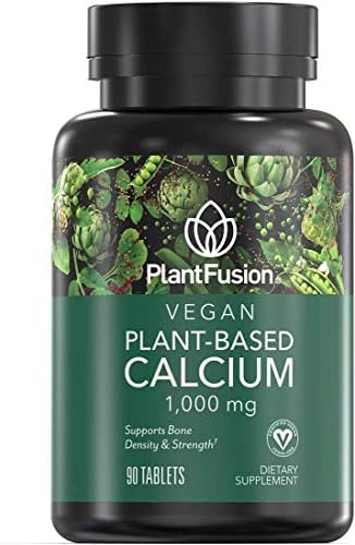 PlantFusion Vegan Calcium, Premium Plant Based Calcium (1000mg) Sourced from Icelandic Red Algae, Plus Magnesium, D3, K2, and Boron, 90 Vegan Tablets (Таблетки) PlantFusion