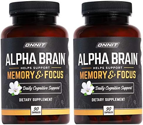 ONNIT Alpha Brain Premium Nootropic Brain Supplement for Men & Women - Caffeine-Free Focus Capsules (Капсулы) for Concentration, Brain Booster & Memory Support 90 Count (Pack of 2) Onnit