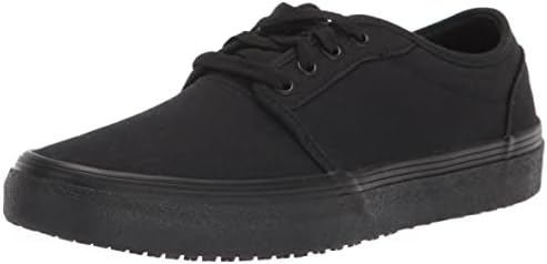 Shoes for Crews Merlin, Men's, Women's, Unisex Slip Resistant Food Service Work Sneakers, Water Resistant, Canvas, Black Or Grey Shoes for Crews