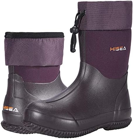 HISEA Men's Rain Boots Garden Boots Waterproof Neoprene Rubber Boots Men Women Adjustable Ankle Height Insulated Mud Boots Garden Shoes HISEA