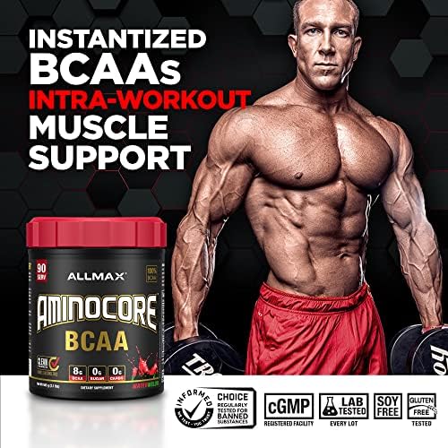 BCAA AMINOCORE – 8 г BCAA – 100% чистые аминокислоты с разветвленной цепью – без глютена – клубника и голубика – 315 г ALLMAX Nutrition