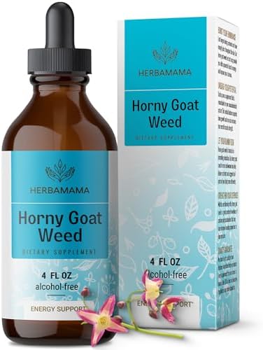 HERBAMAMA Horny Goat Weed Liquid (Жидкость) Energy Drops (Капли) - Horny Goat Weed Extract Energy Supplements for Women and Men - Vegan, Alcohol & Sugar-Free, 21-Day Supply HERBAMAMA