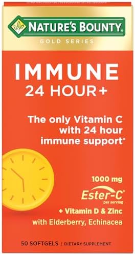 Nature's Bounty Immune 24 Hour +, The only Vitamin C with 24 Hour Immune Support from Ester C, Rapid Release Softgels (Мягкие капсулы), 50 Count Nature's Bounty