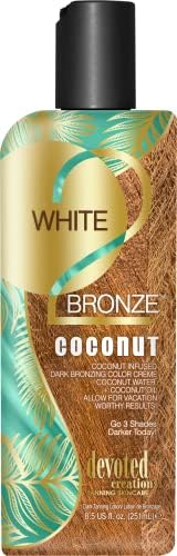 Devoted Creations White 2 Bronze Coconut - Color Enhancing Dark Bronzing Tanning Lotion with Coconut Water & Coconut Oil 8.5 oz. Devoted Creations