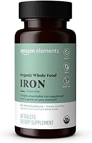 Amazon Elements Organic Whole Food Iron, 60 tablets Amazon Elements