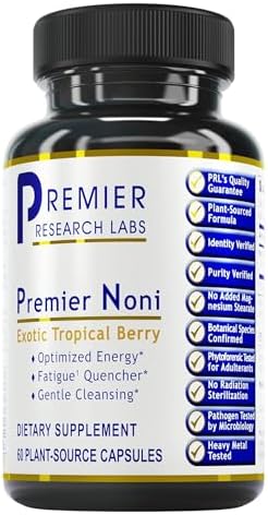 Premier Research Labs Premier Noni - Organic Noni Capsules, Noni Fruit Powder Pills, Noni Extract Supplement for Gut Health, Energy & Immune Health Support - 60 Vegetarian Capsules Premier Research Labs