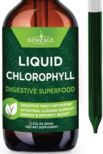 Chlorophyll Liquid Drops - Natural Concentrate – Energy Booster, Digestion and Immune System Supports, Internal Deodorant, Liver Function - (2 Fl Oz (Pack of 1)) NEW AGE