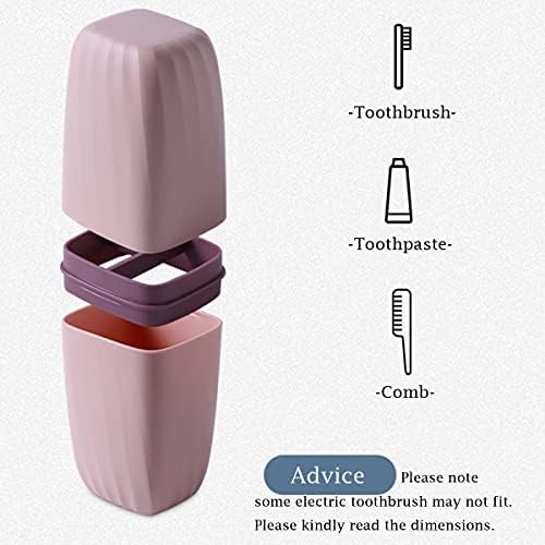 Travel Toothbrush Cup Case,Toothbrush Holder with Cover Travel Toothbrush Containers Portable Toothpaste Storage Toothbrush Case and Carrier for Camping School Business Trip Bathroom (Pink) CMREAEC