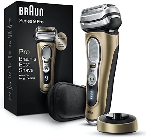 Braun Electric Razor for Men, Series 9 Pro 9465cc Wet & Dry Electric Foil Shaver with ProLift Beard Trimmer, Cleaning & Charging SmartCare Center, Head Shavers for Bald Men, Noble Metal Braun