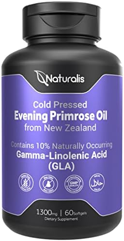 Naturalis Evening Primrose Oil (1300mg) | 100% Natural from New Zealand | Non-GMO, Soy & Gluten Free, Zero Filler | 60 Softgels (Мягкие капсулы) Naturalis