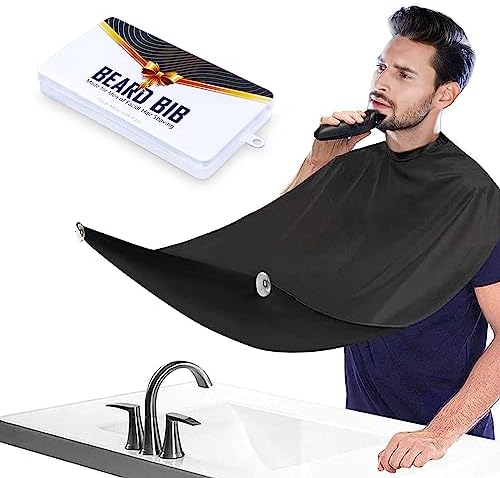 Beard Bib Beard Apron, Beard Catcher for Men Shaving and Trimming, Non-Stick Beard Cape Grooming Cloth, with 3 Suction Cups, Best Gifts for Father's Day,Valentine's Day Leaflai