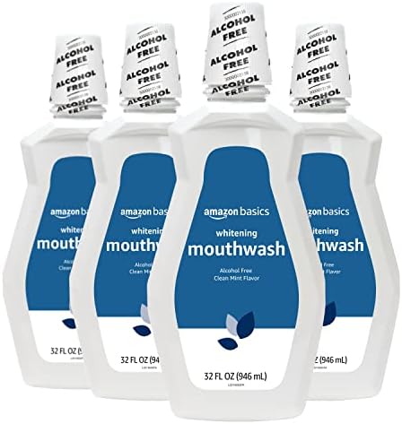 Amazon Basics Whitening Mouthwash, Alcohol Free, Clean Mint, 32 Fluid Ounces, 1-Pack (Previously Solimo) Amazon Basics