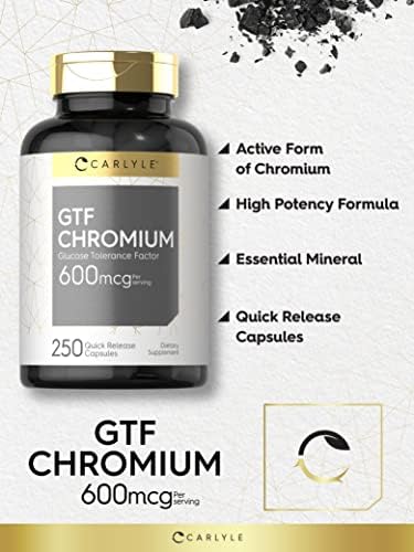 Carlyle GTF Chromium 600 mcg | 250 Capsules | Non-GMO, Gluten Free Carlyle