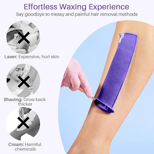 BLITZWAX Lavender Hard Wax Beads for Hair Removal - 1lb Coarse Hair Formula - Painless Wax for Sensitive Skin, Face, Full Body, Bikini - At-Home Waxing Beads for Women Men Blitzwax