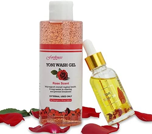 Feminine Wash, Natural Yoni Oil Set, Vaginal Wash with Cleaning Factor - Yoni Wash for Women PH Balance, Yoni Wash, 1 fl.oz Feminine Oil & 6.7 fl.oz Intimate Wash Forvirness