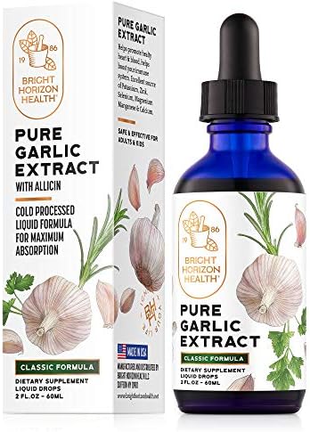 Pure Garlic Extract with Allicin Classic Formula Boost Immune Support Vegan Friendly Natural Supplement, Raw Organic Garlic in Liquid (Жидкость) Form, Natural Superfood with Nutrients and Minerals 1 fl oz (Жидкие унции) Bottle BHH BRIGHT HORIZON HEALTH IGNITE YOUR LIFE