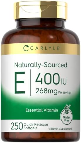 Carlyle Vitamin E 400 IU Softgels (Мягкие капсулы) | 250 Count | Naturally Sourced | Non-GMO and Gluten Free Carlyle