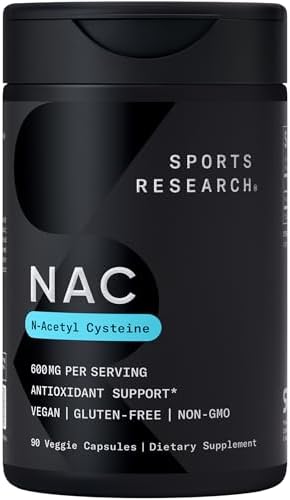 Sports Research N-Acetyl L-Cysteine (NAC) 600mg, 90 Veggie Capsules (Капсулы на растительной основе) - Vegan, Non-GMO, Gluten Free. Lemon Aroma Sports Research