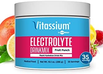 Vitassium DrinkMix - Ready-to-Mix Electrolyte Powder (Порошок) for POTS Syndrome Support (500mg Sodium & 100mg Potassium) - Vegan, Gluten & Allergen Free - Fruit Punch - 12 Single Serve Packets (Одноразовые пакетики) Vitassium