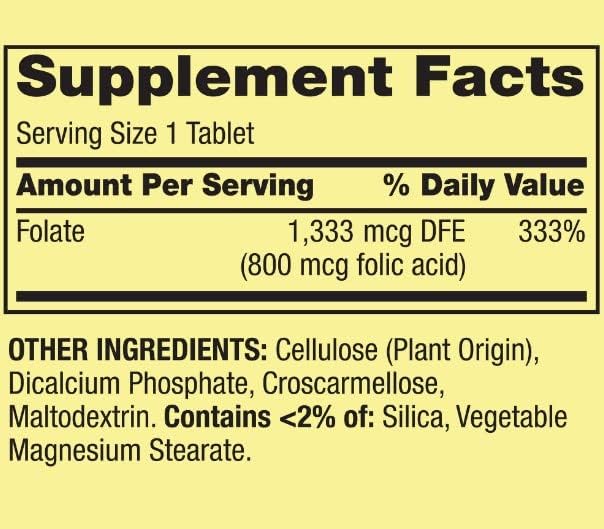 Spring Valley Folate Dietary Supplement, 1,333 mcg, 400 Count + STS Home Fridge Magnet. STS Home