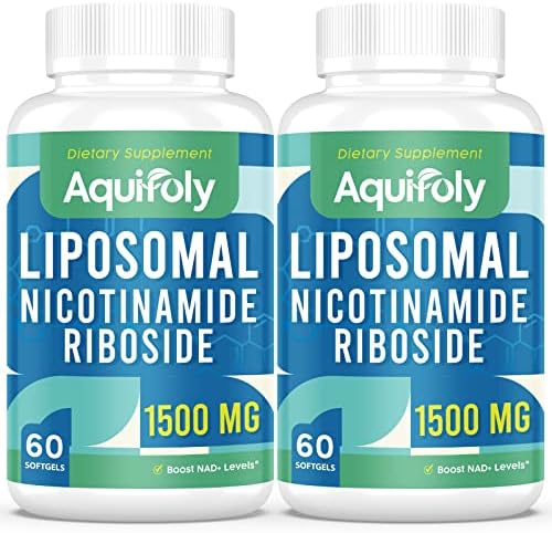 Liposomal Nicotinamide Riboside Supplement 2000 mg with TMG and Pterostilbene for Maximum Absorption, Superior to NAD, Boosting NAD+, Cellular Energy, and Age Defense, 60 Softgels (Мягкие капсулы) Aquifoly