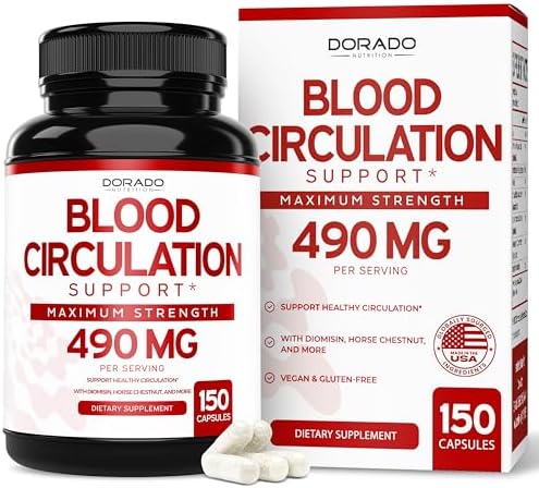 Blood Circulation Supplements (150 Capsules) Leg Circulation with Diosmin - Blood Flow Supplements - Blood Circulation For Legs - Vein & Leg Health - Vegan & Non GMO - 3rd Party Tested - (150 Count) DORADO NUTRITION