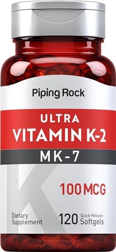 Piping Rock Vitamin K2 MK-7 | 100 mcg | 120 Softgels (Мягкие капсулы) | Non-GMO, Gluten Free Supplement Piping Rock