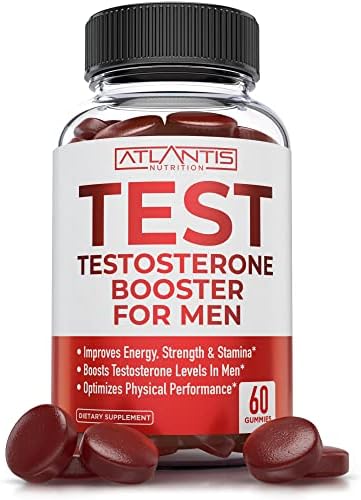 Testosterone Booster For Men Gummies - Male Enhancement, Boosts Energy, & Optimizes Physical Performance. Formulated with Tribulus, Horny Goat Weed, Saw Palmetto, Maca Root & More - 60 Gummies Atlantis Nutrition