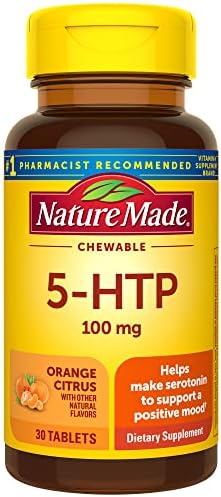 5-HTP 100 мг жевательные таблетки для поддержания настроения, 30 шт Nature Made