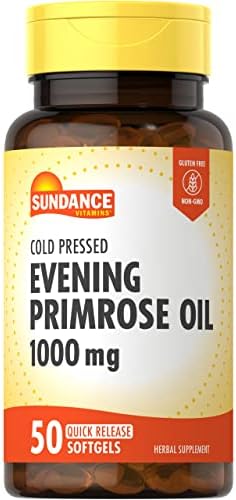 Sundance Evening Primrose Oil 1000mg | 50 Softgels (Мягкие капсулы) | Cold Pressed Supplement | Non-GMO, Gluten Free Formula Sundance