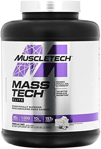 MuscleTech Mass Tech Elite, Vanilla Cake, 6 lbs (2.72 kg) Muscletech