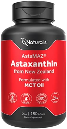 Naturalis New Zealand Astaxanthin | from Sustaibaly Grown Microalgae | Non-GMO, Soy & Gluten Free | 180 Mini-Softgels (Мягкие капсулы) Naturalis