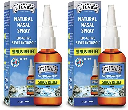 Sovereign Silver Bio-Active Colloidal Silver Hydrosol for Immune Support - 10ppm - 2oz - Nasal Spray - Pack of 2 Sovereign Silver