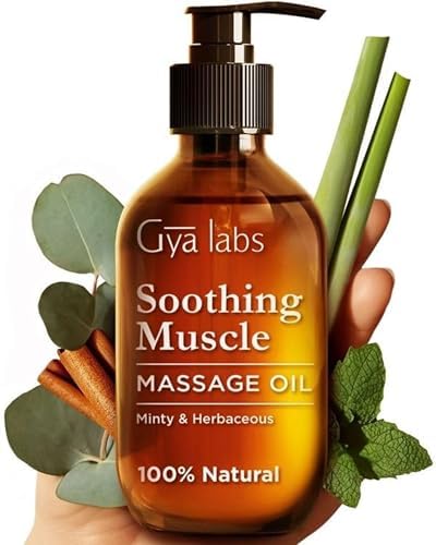 Gya Labs Eucalyptus Mint Massage Oils for Massage Therapy - Refreshing Aromatherapy Body Massage Oil for Sore Muscles - Jojoba, Argan, Sunflower, Almond, Vitamin E & Eucalyptus (6.76 Fl Oz) Gya Labs