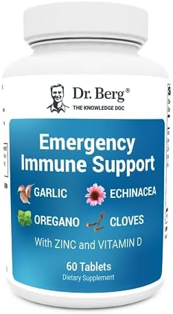 Dr. Berg Emergency Immune Support w/Echinacea - Potent Blend of Herbal Extracts (Warning: Strong Herbal Smells) - Immune Support Supplement Includes 2,000 IUs of Vitamin D & 10mg of Zinc - 60 Tablets (Таблетки) Dr. Berg Nutritionals