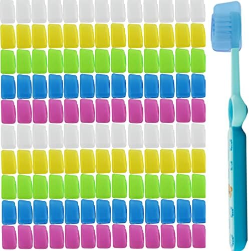 TIHOOD 100PCS Travel Toothbrush Head Covers, Portable Toothbrush Pod Caps Case Protector for Home and Outdoor TIHOOD