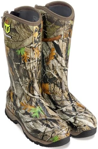 TIDEWE Rubber Hunting Boots with 800g Insulation, Waterproof Insulated Next Camo G2 Warm Rubber Boots with 7mm Neoprene, Sturdy Outdoor Hunting Boots for Men (Size 5-14) TIDEWE