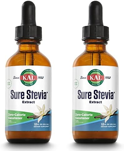 KAL Pure Stevia Extract, Vanilla, 1.8 Fl Oz | Pack of 2 KAL