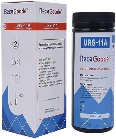 11-in-1 Rapid Urine-Test Strips 11 Parameters for Ketosis, pH, Protein, UTI and More in Your Body-100 Count BecaGoode