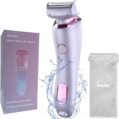 Electric Shaver for Women Legs, Lady Razors Hair Removal Waterproof Wet or Dry for Underarm Arm Bikini Private Area Pubic Hair, Portable Painless Ladies Body Hair Trimmer Remover (Purple） Aesfee