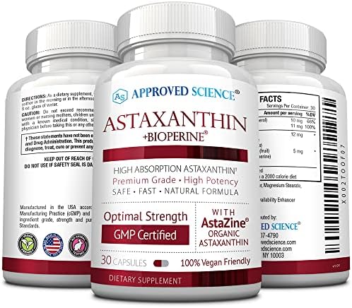 Approved Science® Astaxanthin 12 mg - Extra Strength Antioxidant - Supports Heart, Eyes, Joints, Skin - 90 Vegan Capsules (Веганские капсулы) - 3 Month Supply Approved Science