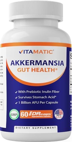 Vitamatic Akkermansia Muciniphila Gut Health - 60 DR Capsules (Капсулы) (Delayed Released) - Made with Prebiotic Inulin Fiber Vitamatic